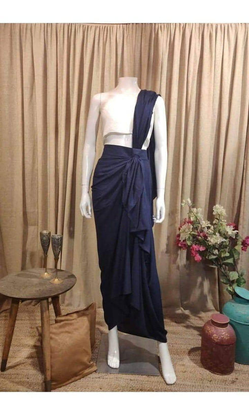Navy Blue Drape Skirt - Top Not Included